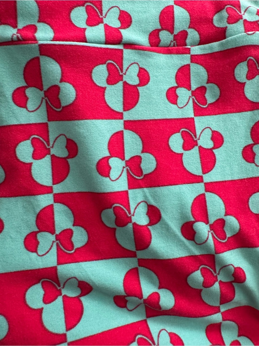 LuLaRoe Disney Minnie Mouse leggings pink teal geometric plaid print One Size
